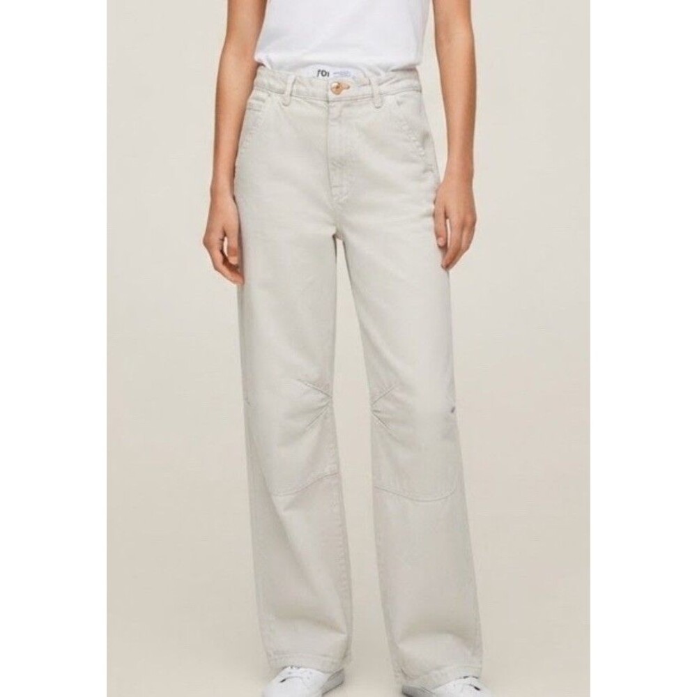 Zara Light Blue Utility Pants Women Size 6 Wide Leg Cargo style Y2K 2000s skater